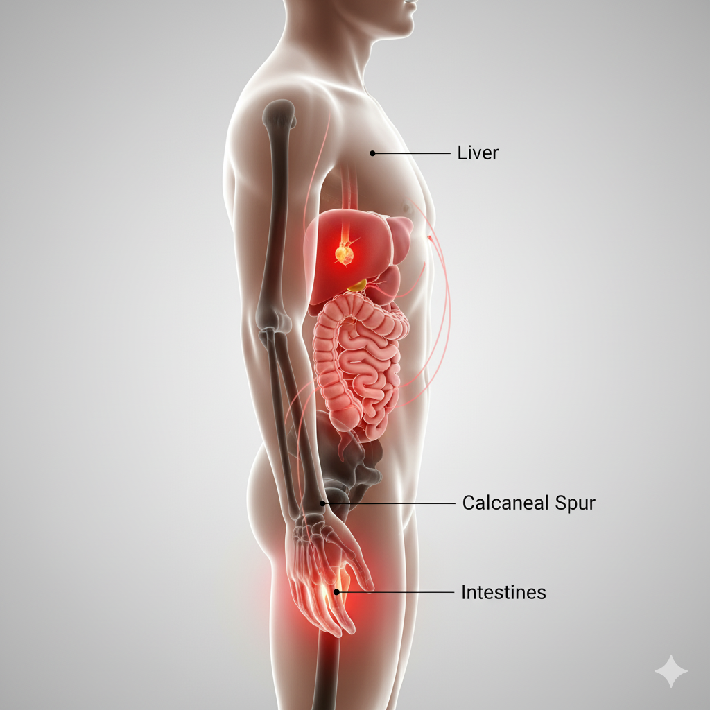 épine calcanéenne et foie intestin
